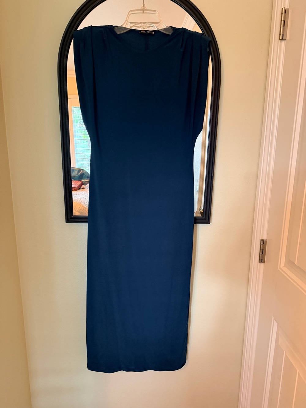 Zara Dark Navy Maxi Dress with Structured Shoulders
